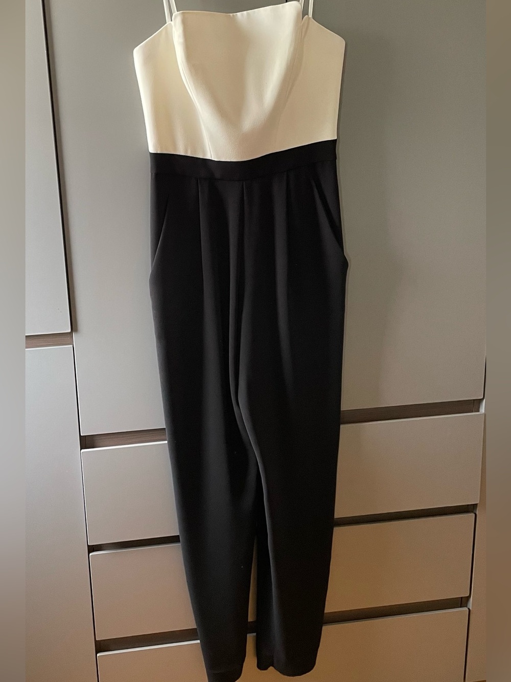 Jill Stuart Black and White Strapless Jumpsuit